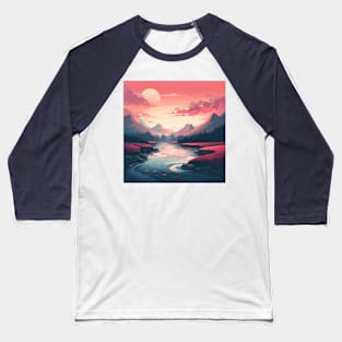 Serene Dawn over Mountain River Baseball T-Shirt